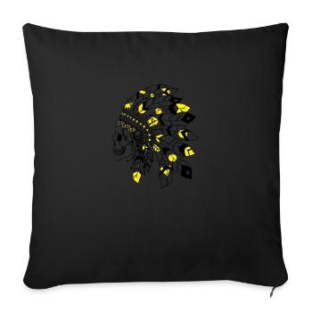 Skull with black and yellow Indian headdress - Sofa pillowcase 17,3'' x 17,3'' (45 x 45 cm) - black - Front