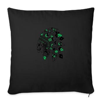 skull with black and green Indian headdress - Sofa pillowcase 17,3'' x 17,3'' (45 x 45 cm) - black - Front