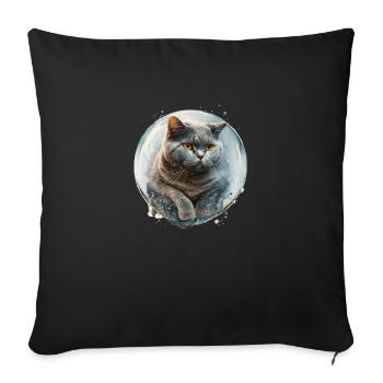 Cute Cat Britisch Kurzhaar Space Art - Sofakissenbezug 45 x 45 cm - Schwarz - Vorne