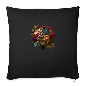 STRAUSS FRÜHLINGSROSEN - WUNDERSCHÖN - Sofakissenbezug 45 x 45 cm - Schwarz - Vorne