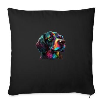 CHIEN EN LUNETTES - Housse de coussin décorative 45 x 45 cm - noir - Devant