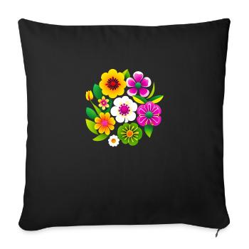 Fleurs de printemps - Housse de coussin décorative 45 x 45 cm - noir - Devant