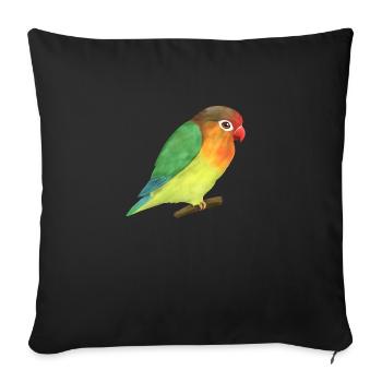 A digital drawing of an agapornis - Sofa pillowcase 17,3'' x 17,3'' (45 x 45 cm) - black - Front