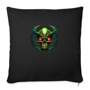 skull alien - Sofa pillowcase 17,3'' x 17,3'' (45 x 45 cm) - black - Front