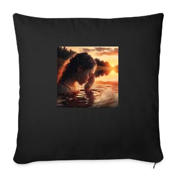 Photo of a woman bathing - Sofa pillowcase 17,3'' x 17,3'' (45 x 45 cm) - black - Front