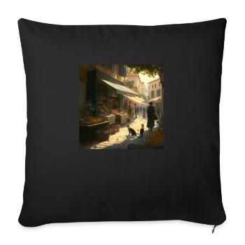 Marché peinture - Housse de coussin décorative 45 x 45 cm - noir - Devant