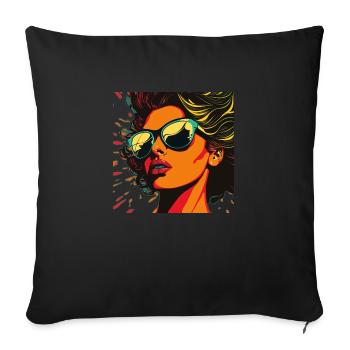 Vectorized Woman - Sofa pillowcase 17,3'' x 17,3'' (45 x 45 cm) - black - Front