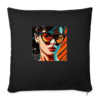 Vectorized Woman - Sofa pillowcase 17,3'' x 17,3'' (45 x 45 cm) - black - Front