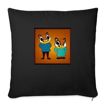 Two cheerful chipmunks - Sofa pillowcase 17,3'' x 17,3'' (45 x 45 cm) - black - Front