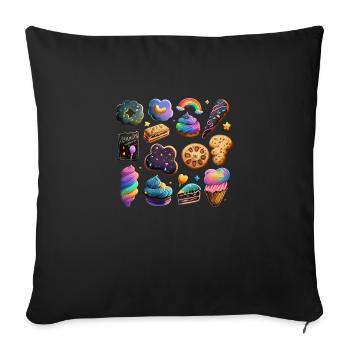 COOKIES - GATEAUX - Housse de coussin décorative 45 x 45 cm - noir - Devant