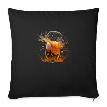 Cooles Bier Shirt Explosion im Bierglas - Sofakissenbezug 45 x 45 cm - Schwarz - Vorne