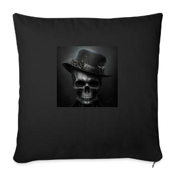 Crâne Noir Vintage - Housse de coussin décorative 45 x 45 cm - noir - Devant