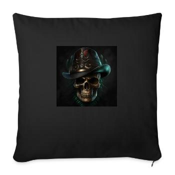 Crâne Noir Vintage - Housse de coussin décorative 45 x 45 cm - noir - Devant
