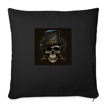 Crâne Noir Vintage - Housse de coussin décorative 45 x 45 cm - noir - Devant