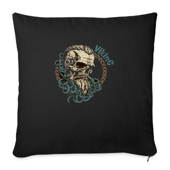 Crâne viking Totenkopf Wikinger - Housse de coussin décorative 45 x 45 cm - noir - Devant