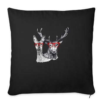 Deer and doe - Sofa pillowcase 17,3'' x 17,3'' (45 x 45 cm) - black - Front