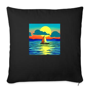 Sonnenuntergang mit Segelboot - Sofakissenbezug 45 x 45 cm - Schwarz - Vorne