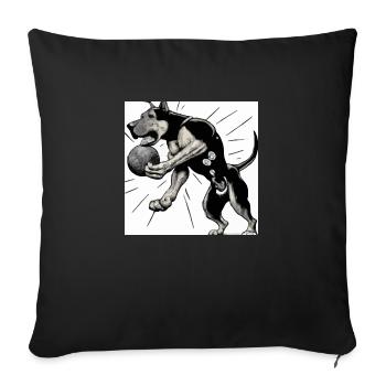 a dog with a ball illustroke - Sofa pillowcase 17,3'' x 17,3'' (45 x 45 cm) - black - Front