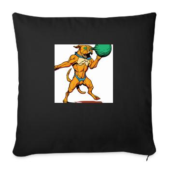 a dog with a ball illustroke 3 - Sofa pillowcase 17,3'' x 17,3'' (45 x 45 cm) - black - Front