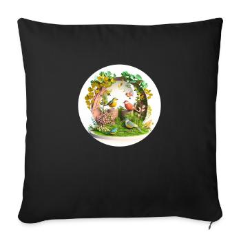 C'est le Printemps - Oiseaux, joie, couleurs - Housse de coussin décorative 45 x 45 cm - noir - Devant