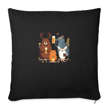 Drôle de motif de bière avec des animaux de la forêt - Housse de coussin décorative 45 x 45 cm - noir - Devant