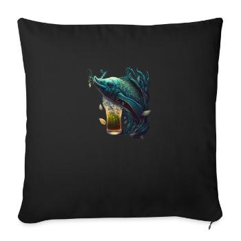 Brochet cool avec motif de bière pour les pêcheurs - Housse de coussin décorative 45 x 45 cm - noir - Devant
