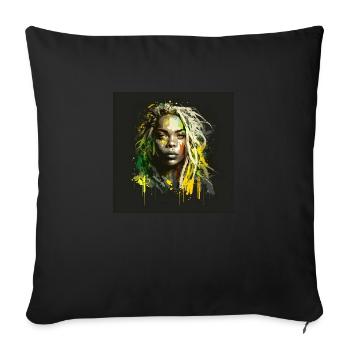 Visage femme dreadlocks n°2 - Housse de coussin décorative 45 x 45 cm - noir - Devant
