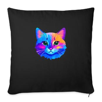 Chat Chat Cheveux Chaton Chaton Chat Domestique Chat - Housse de coussin décorative 45 x 45 cm - noir - Devant