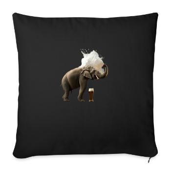 Elefant Duscht in Bier. Cooles Tier mit Alkohol - Sofakissenbezug 45 x 45 cm - Schwarz - Vorne