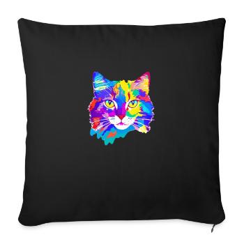 Kitten Domestic Cat Cat Cat Cat Hair Pet Cat - Sofa pillowcase 17,3'' x 17,3'' (45 x 45 cm) - black - Front