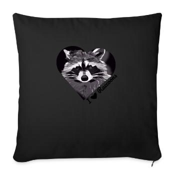 I ♡ Raccoons - Sofakissenbezug 45 x 45 cm - Schwarz - Vorne