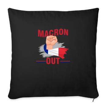 macron out Grève 2023 anti retraire à 64 ans - Housse de coussin décorative 45 x 45 cm - noir - Devant