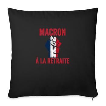 macron à la retraire Grève 2023 - Housse de coussin décorative 45 x 45 cm - noir - Devant