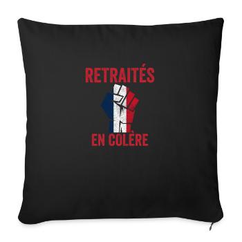 retraités en colère Grève 2023 anti retraite à 64 - Housse de coussin décorative 45 x 45 cm - noir - Devant