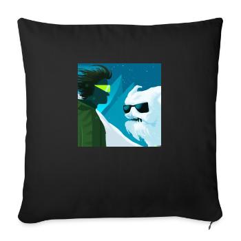 Le yéti et le hunano - Housse de coussin décorative 45 x 45 cm - noir - Devant