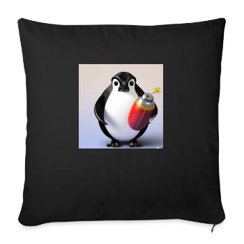 Pinguin-Bombe - Sofakissenbezug 45 x 45 cm - Schwarz - Vorne