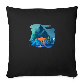 Camping Caravan Camp Camping Motorhome Cadeau - Housse de coussin décorative 45 x 45 cm - noir - Devant
