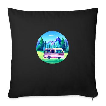 Caravane Camping Camping-car Gift Camp Camping - Housse de coussin décorative 45 x 45 cm - noir - Devant