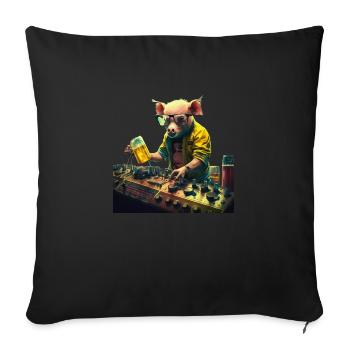 Beastly cool pig DJ with beer - Sofa pillowcase 17,3'' x 17,3'' (45 x 45 cm) - black - Front