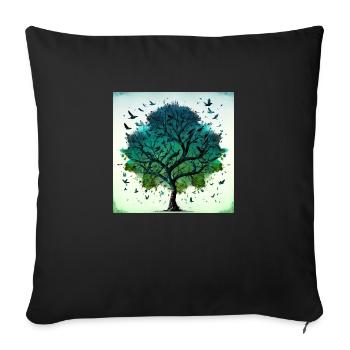 arbre zen n°2 - Housse de coussin décorative 45 x 45 cm - noir - Devant