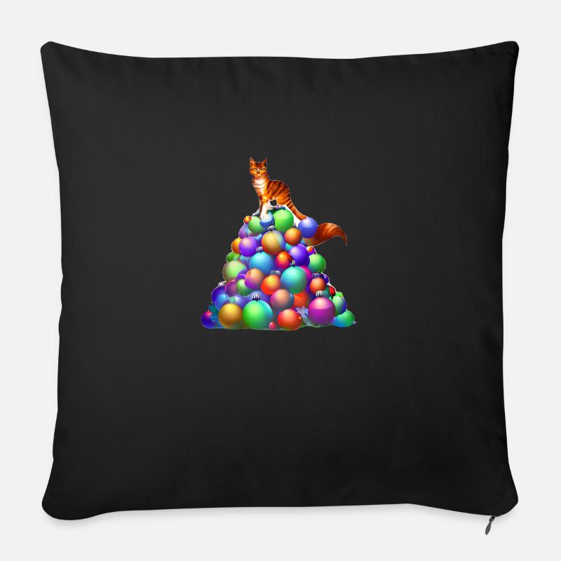 Katze X-Mas Kätzchen Kater Weihnachten Hauskatze - Sofakissenbezug 45 x 45 cm - Schwarz