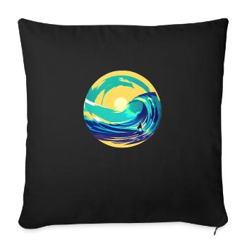 Surfer Planche de surf Surf Surf - Housse de coussin décorative 45 x 45 cm - noir - Devant