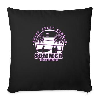 néon anime rétro vintage cool rose nge - Housse de coussin décorative 45 x 45 cm - noir - Devant