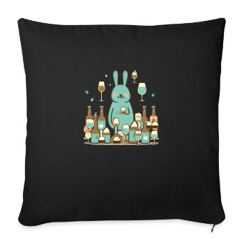 Lapin de Pâques avec bière Alcool de Pâques - Housse de coussin décorative 45 x 45 cm - noir - Devant