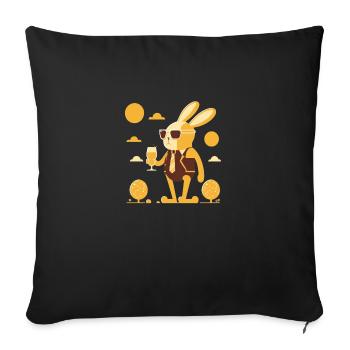 Cooler Hase mit Bier und Sonnenbrille lustig - Sofakissenbezug 45 x 45 cm - Schwarz - Vorne