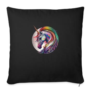 Rainbow unicorn - Sofa pillowcase 17,3'' x 17,3'' (45 x 45 cm) - black - Front