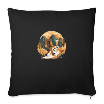 Randonnée avec de la bière dans la nature. Motif extérieur - Housse de coussin décorative 45 x 45 cm - noir - Devant