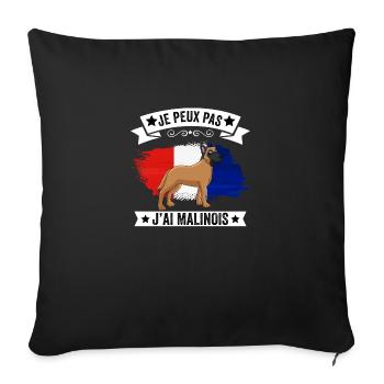 je peux pas j'ai malinois cadeau Malinois - Housse de coussin décorative 45 x 45 cm - noir - Devant