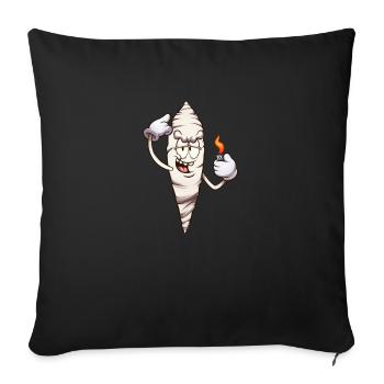 Funny Cartoon Joint With Lighter - Sofa pillowcase 17,3'' x 17,3'' (45 x 45 cm) - black - Front