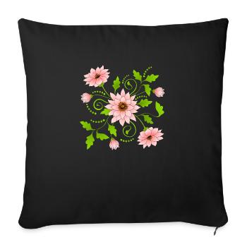 Flowers - Sofa pillowcase 17,3'' x 17,3'' (45 x 45 cm) - black - Front